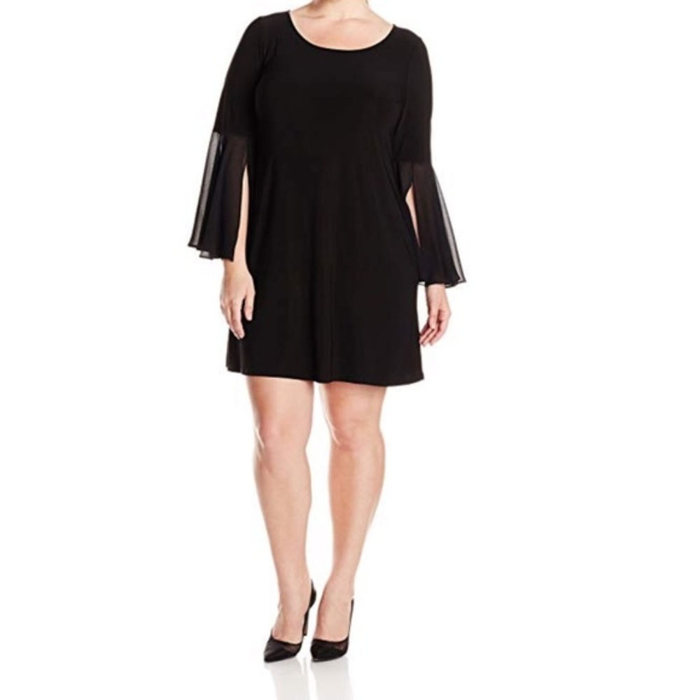MSK Scoop Neck Black Bell Sleeve Cocktail Dress
